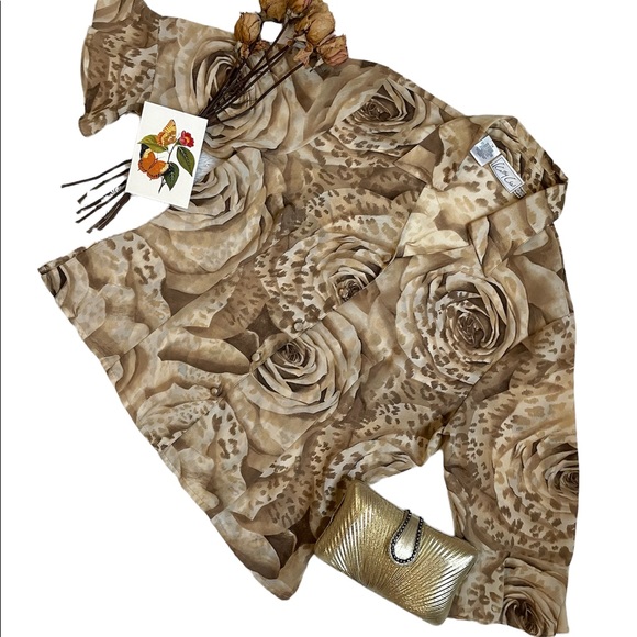 Vintage 80s Kathy Che floral brown button down top - Picture 7 of 16